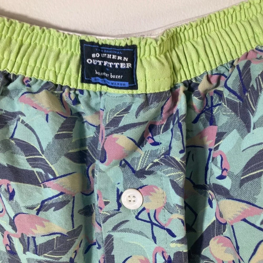 Mens Southern Marsh Hanover Boxer Pink Flamingos Green S Cotton‎